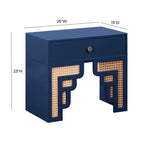Comodino in legno e rattan