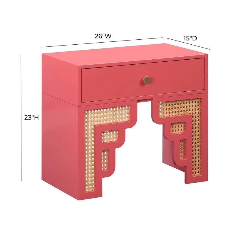 Comodino in legno e rattan