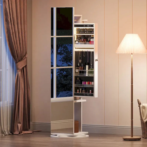 Moasis 66H Full Length Mirror Jewelry Armoire Lockable Standing Cabinet