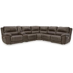 Sectionnel inclinable électrique 6 pièces Dunleith Brown de Signature Design by Ashley - 136L x 123P x 43H