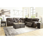 Sectionnel inclinable électrique 6 pièces Dunleith Brown de Signature Design by Ashley - 136L x 123P x 43H