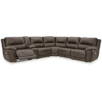 Sectionnel inclinable électrique 6 pièces Dunleith Brown de Signature Design by Ashley - 136L x 123P x 43H