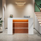 Ampio banco reception con luci a LED per salone, sala d'attesa, negozio, ufficio, hall, negozio al dettaglio, clinica