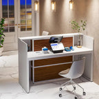 Ampio banco reception con luci a LED per salone, sala d'attesa, negozio, ufficio, hall, negozio al dettaglio, clinica