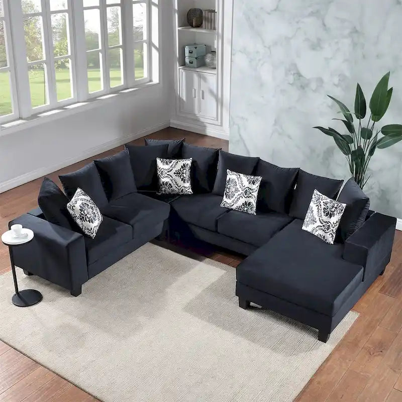 Merax Modern U Shape Sectional Sofa with Lots of Pillows Included