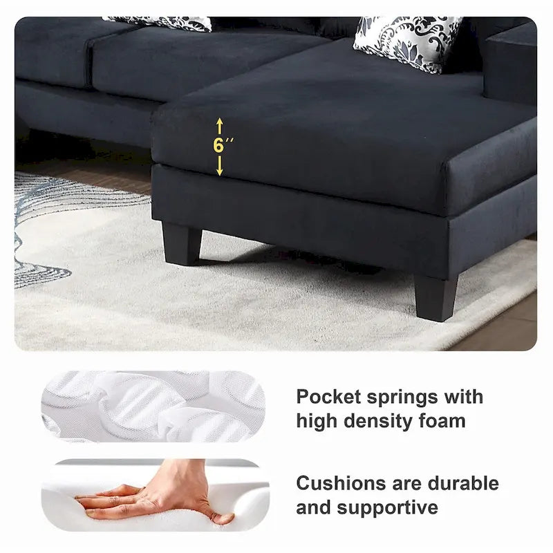 Canapé d'angle moderne Merax en forme de U avec de nombreux oreillers inclus