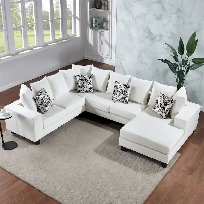 Canapé d'angle moderne Merax en forme de U avec de nombreux oreillers inclus