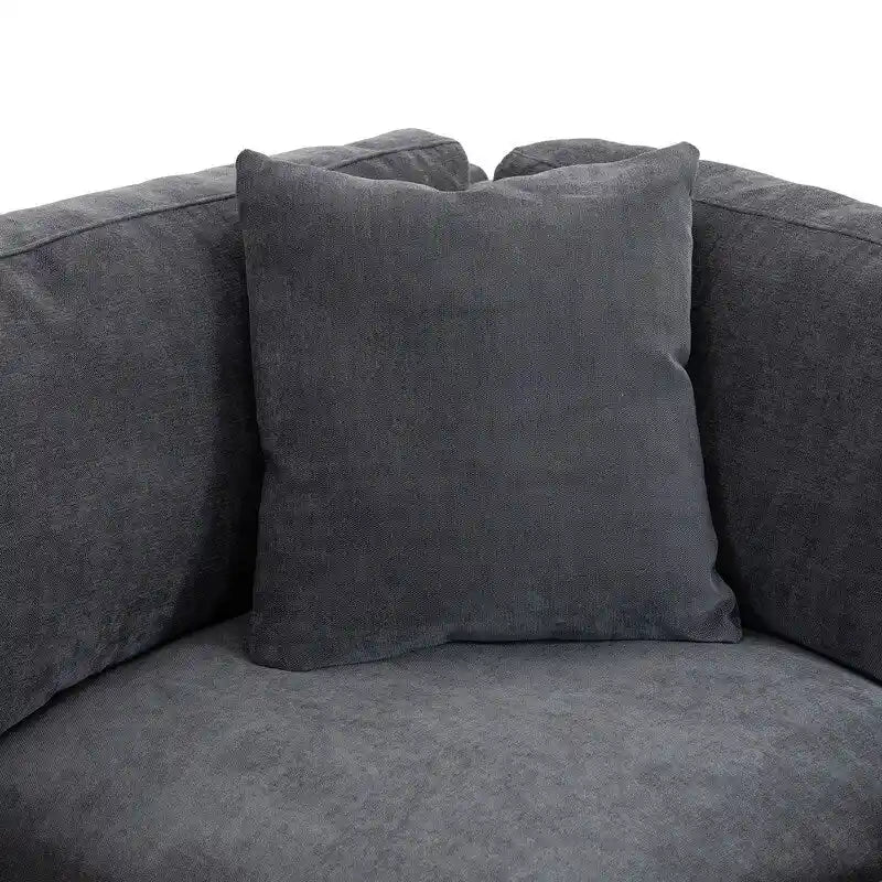 Divano componibile con pouf contenitore estraibile, 2 portabicchieri a scomparsa