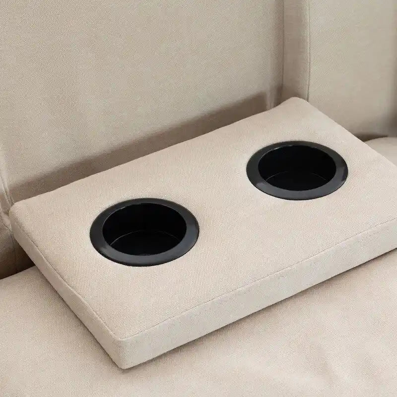 Divano componibile con pouf contenitore estraibile, 2 portabicchieri a scomparsa