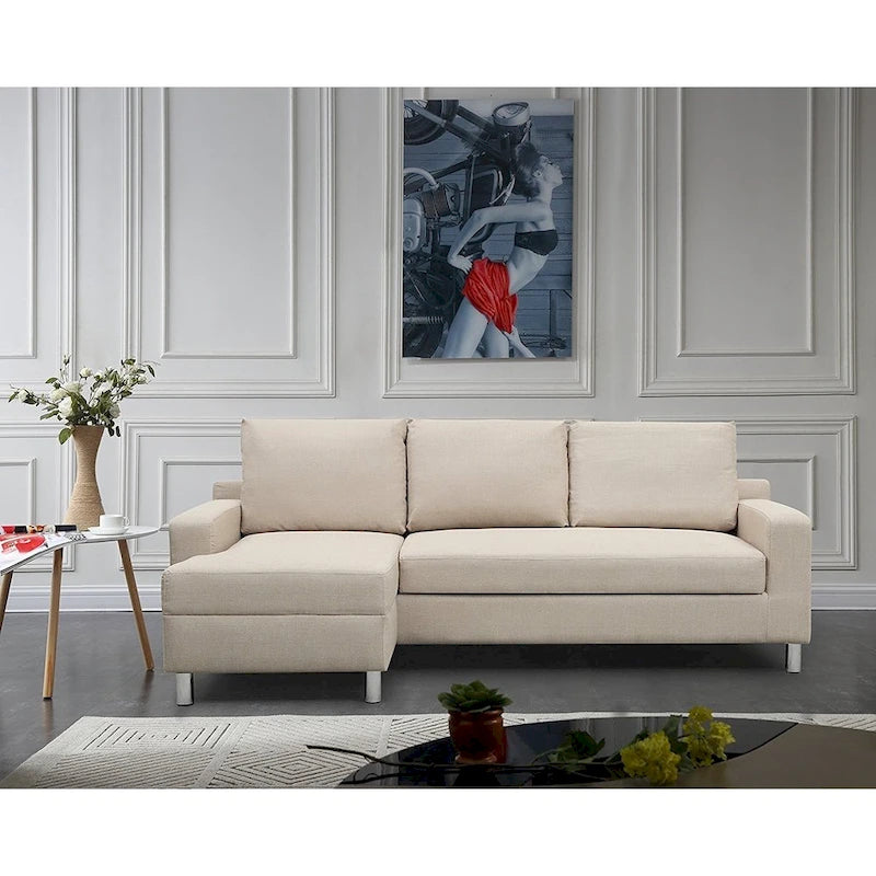 Divano Letto Sezionale Lato Sinistro In Lino Hampton US Pride Furniture