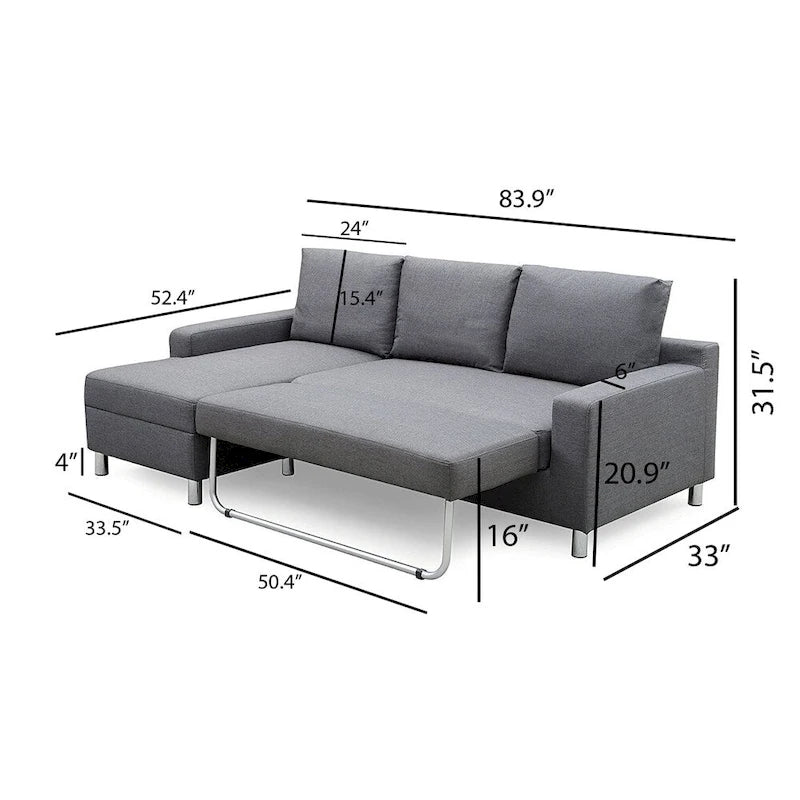Divano Letto Sezionale Lato Sinistro In Lino Hampton US Pride Furniture