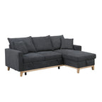 Divano sezionale letto reversibile in tessuto grigio scuro con chaise longue contenitore