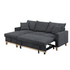 Divano sezionale letto reversibile in tessuto grigio scuro con chaise longue contenitore