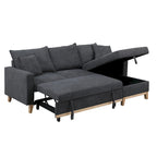 Divano sezionale letto reversibile in tessuto grigio scuro con chaise longue contenitore