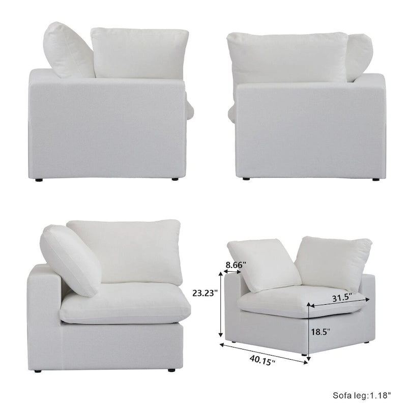 Divano Sezionale Modulare Convertibile, Divano ad Angolo a 5 Posti con Cuscini, 2 x 120.45 Divano Minimalista per Soggiorno
