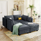 Divano modulare a U ModernU, divano letto convertibile con chaise longue reversibile per soggiorno, seduta contenitore, 6 pezzi