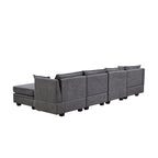 Divano modulare a U ModernU, divano letto convertibile con chaise longue reversibile per soggiorno, seduta contenitore, 6 pezzi