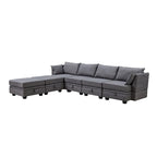 Divano modulare a U ModernU, divano letto convertibile con chaise longue reversibile per soggiorno, seduta contenitore, 6 pezzi