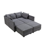 Divano modulare a U ModernU, divano letto convertibile con chaise longue reversibile per soggiorno, seduta contenitore, 6 pezzi