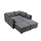 Divano modulare a U ModernU, divano letto convertibile con chaise longue reversibile per soggiorno, seduta contenitore, 6 pezzi