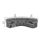 Divano componibile reclinabile Lof Power, porta USB, similpelle gel grigia