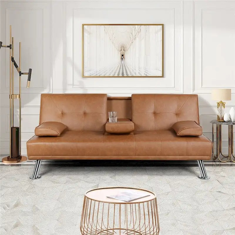 Divano reclinabile moderno in similpelle trasformabile in letto