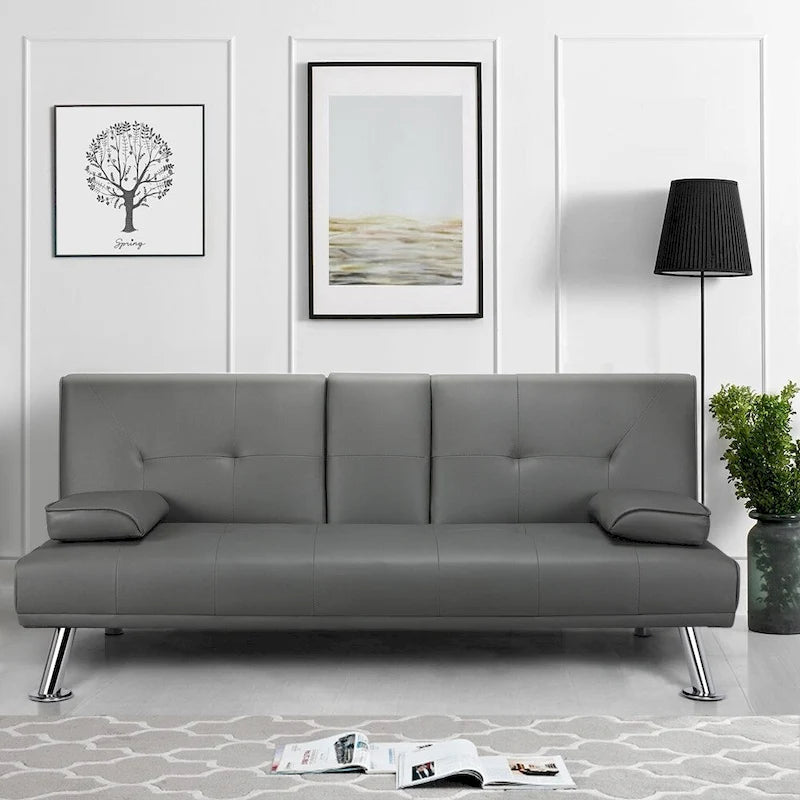 Divano reclinabile moderno in similpelle trasformabile in letto