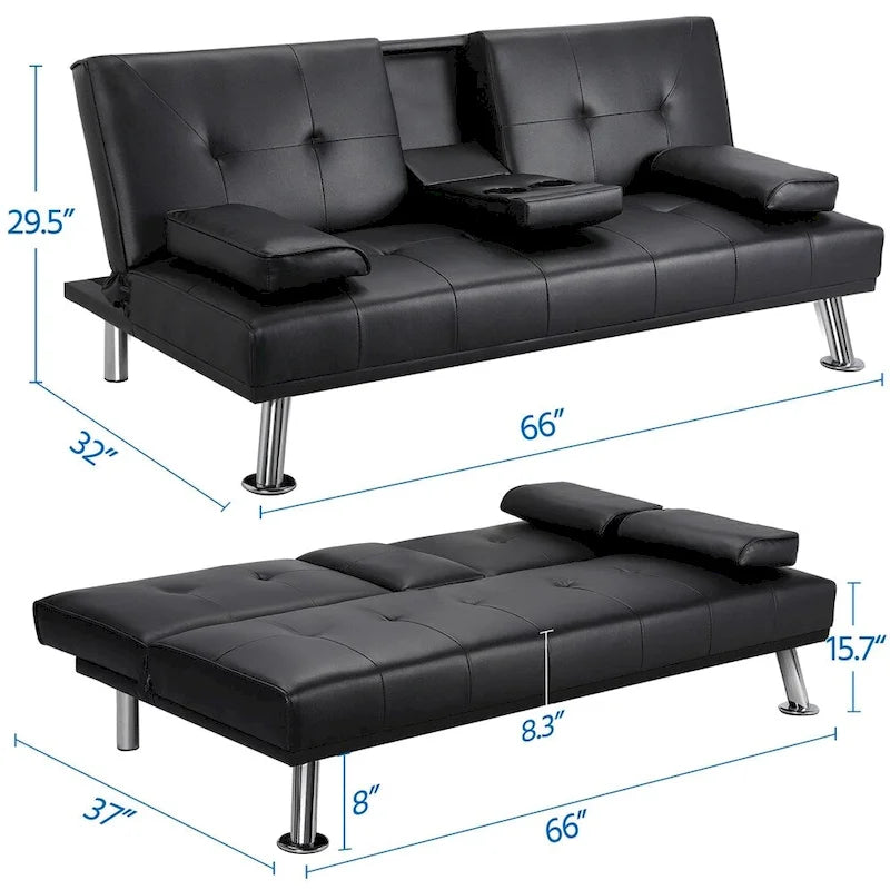 Divano reclinabile moderno in similpelle trasformabile in letto