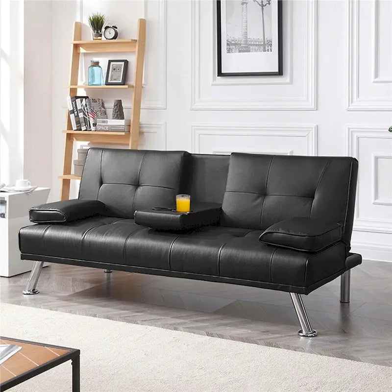 Divano reclinabile moderno in similpelle trasformabile in letto
