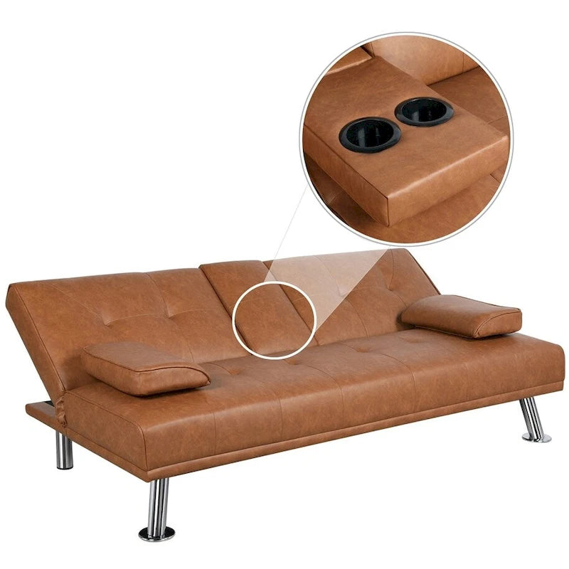 Divano reclinabile moderno in similpelle trasformabile in letto
