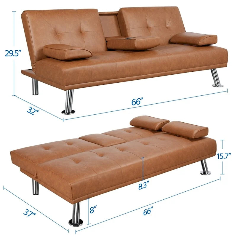 Divano reclinabile moderno in similpelle trasformabile in letto