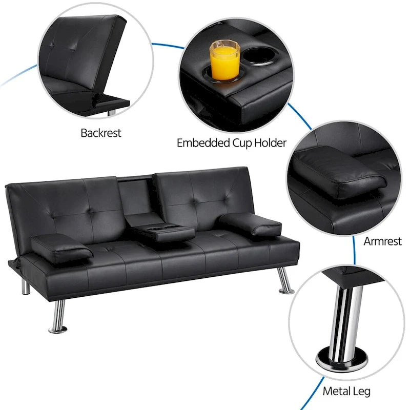Divano reclinabile moderno in similpelle trasformabile in letto
