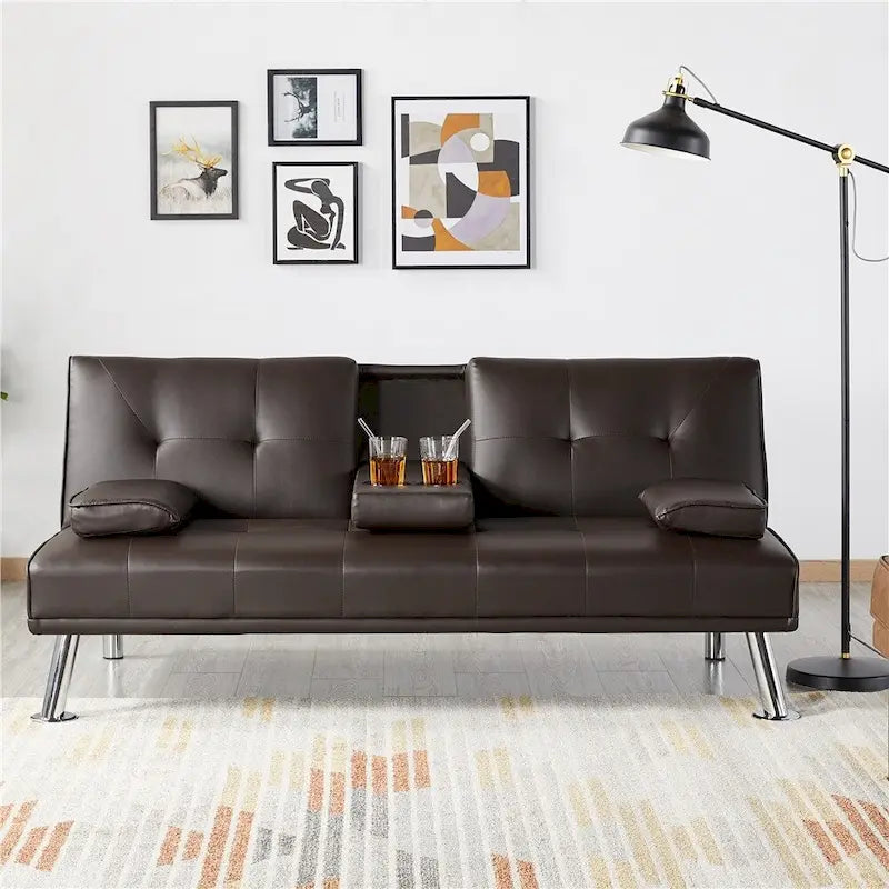 Divano reclinabile moderno in similpelle trasformabile in letto