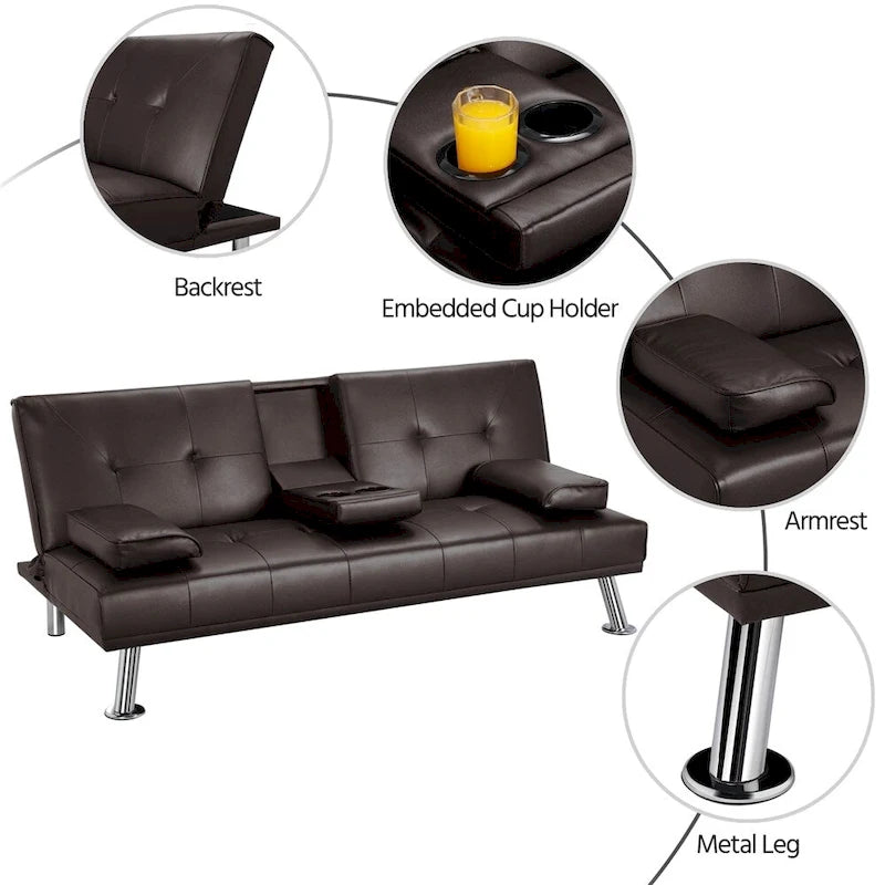 Divano reclinabile moderno in similpelle trasformabile in letto