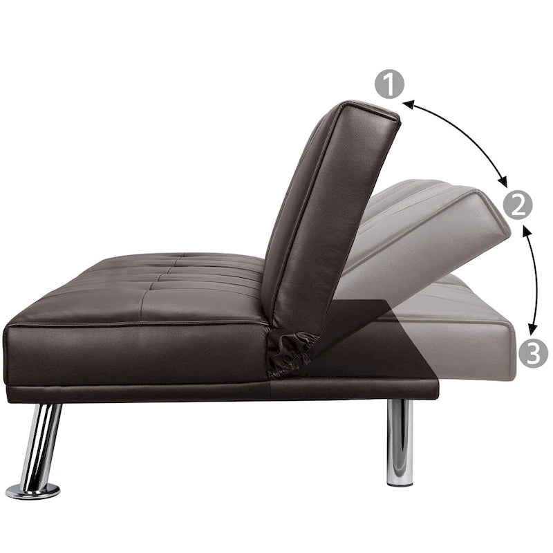 Divano reclinabile moderno in similpelle trasformabile in letto