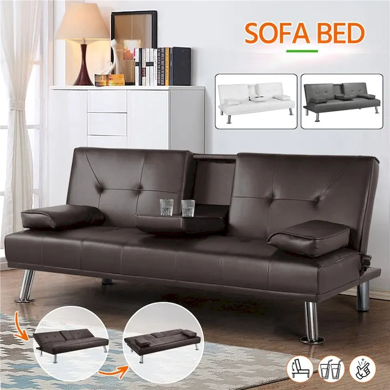 Divano reclinabile moderno in similpelle trasformabile in letto