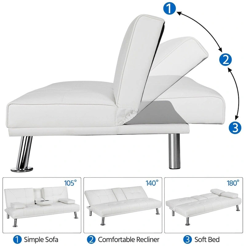 Divano reclinabile moderno in similpelle trasformabile in letto