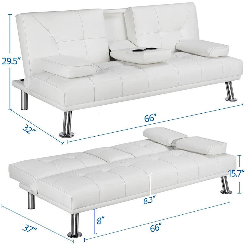Divano reclinabile moderno in similpelle trasformabile in letto