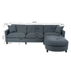 Divano componibile moderno 108 in tessuto con pouf e cuscini