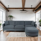 Divano componibile moderno 108 in tessuto con pouf e cuscini