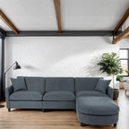 Divano componibile moderno 108 in tessuto con pouf e cuscini