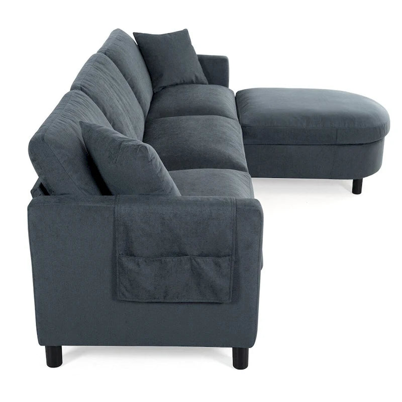 Divano componibile moderno 108 in tessuto con pouf e cuscini