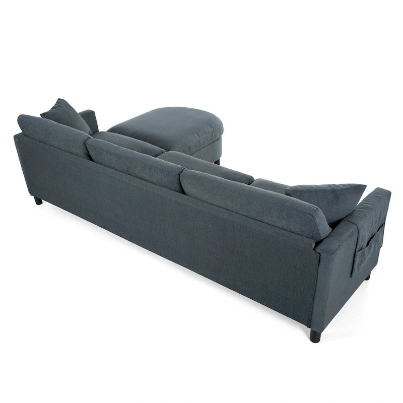 Divano componibile moderno 108 in tessuto con pouf e cuscini
