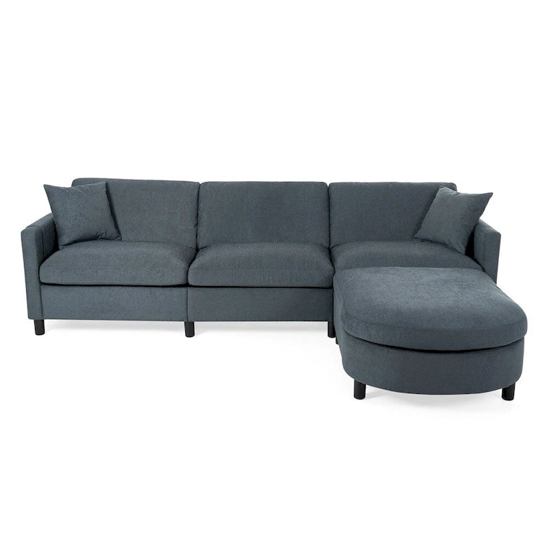 Divano componibile moderno 108 in tessuto con pouf e cuscini