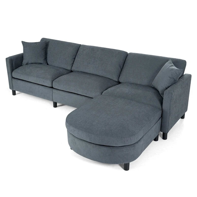 Divano componibile moderno 108 in tessuto con pouf e cuscini