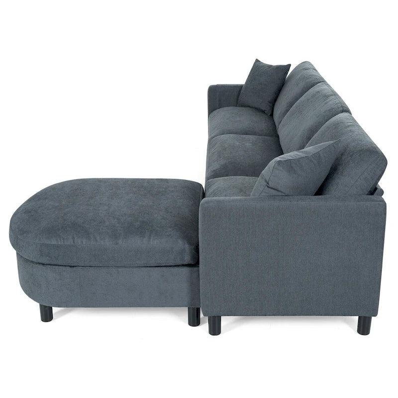 Divano componibile moderno 108 in tessuto con pouf e cuscini