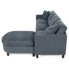 Divano componibile moderno 108 in tessuto con pouf e cuscini