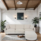 Divano componibile moderno 108 in tessuto con pouf e cuscini