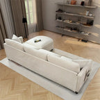 Divano componibile moderno 108 in tessuto con pouf e cuscini