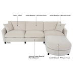 Divano componibile moderno 108 in tessuto con pouf e cuscini